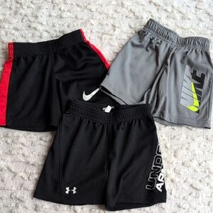 Nike Under Armour 2T Kids Shorts Set Bundle Lot Group Boys Black Gray Red